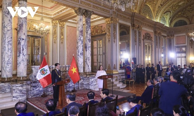 Vietnamese, Peruvian leaders share view on bilateral ties’ development with press 