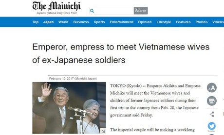 Viaje del Emperador Akihito a Vietnam acapara la atención de prensa japonesa