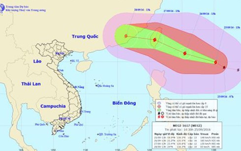 Xuất hiện bão Megi ở ngoài khơi, sức gió mạnh 185 km/h