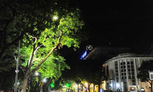 A silent Hanoi by night as social distancing in effect