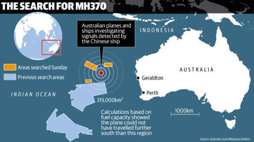 ออสเตรเลียส่งเรือและเครื่องบินไปยังเขตที่ตรวจพบสัญญาณที่สงสัยว่าเป็นของกล่องดำของเครื่องบินที่สูญหาย
