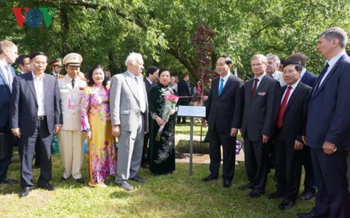 President Tran Dai Quang lays wreath at President Ho Chi Minh statue in Moscow