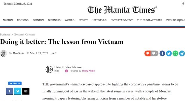 Philippine media praises Vietnam’s COVID-19 strategy