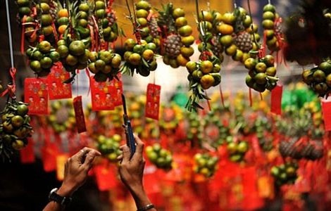 Traditionelles Neujahrsfest Tet in der Altstadt Hanoi