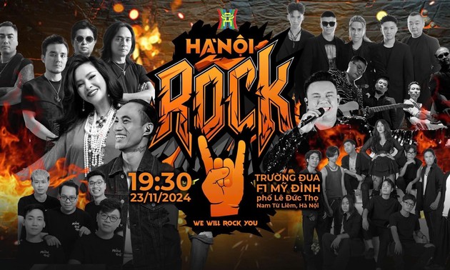 Zahlreiche bekannte Musikbands und Sänger treten im Rock-Konzert in Hanoi