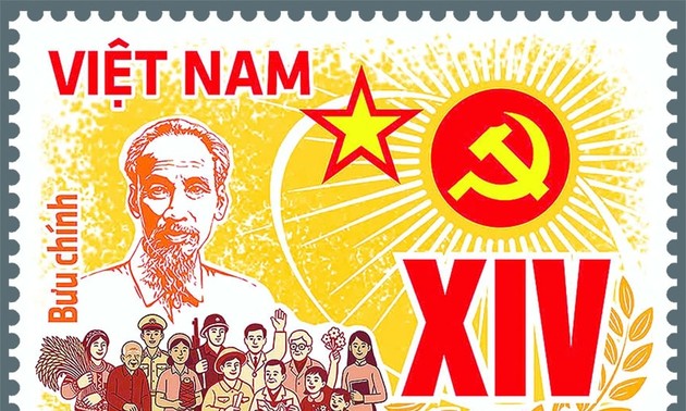 Ausgabe der Briefmarkenserie zur Begrüßung des 14. Parteitags