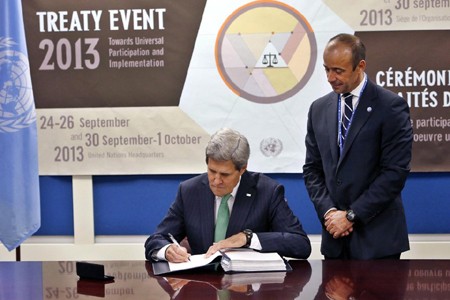 US becomes 91st country to sign Arms Trade Treaty