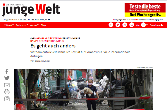 Periódico alemán elogia trabajo de control de Covid-19 en Vietnam