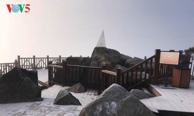 Fansipan mountain covered with frost