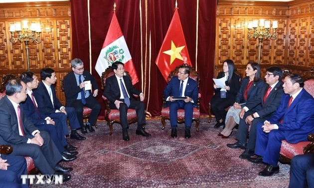 Luong Cuong rencontre le président du Congrès péruvien Eduardo Sanjuana