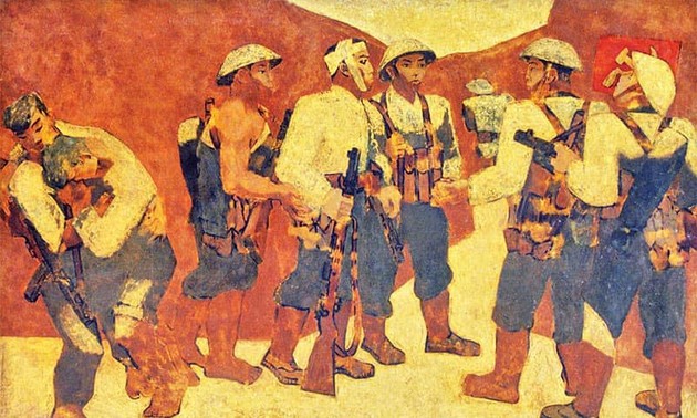 “Kết nạp Đảng ở Điện Biên Phủ’ của danh họa Nguyễn Sáng: bản hùng ca bằng sơn mài