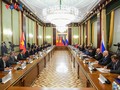 Party leader begins official visit to Russia, meets PM Mikhail Mishustin