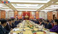 Party leader To Lam holds talks with Party general secretary and president of Laos 