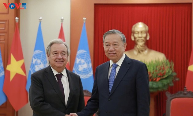 Líder del PCV se reúne con Secretario General de la ONU en Hanói