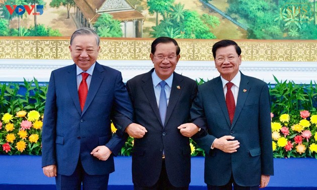 苏林共同主持越柬老三党领导人会晤