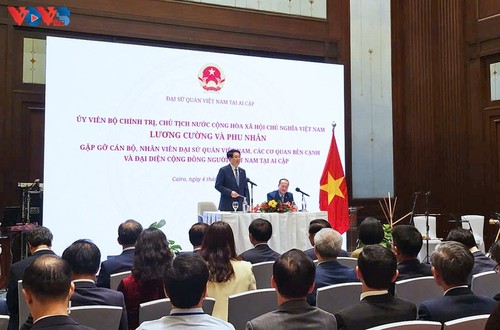 Presidente vietnamita pide mayor apoyo a la comunidad de connacionales en Egipto - ảnh 1