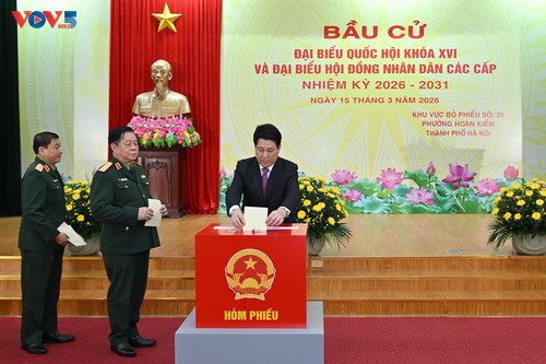 President Luong Cuong, other senior leaders cast their ballots  - ảnh 1