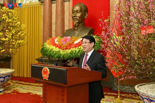 Chủ tịch nước Lương Cường gặp mặt, chúc tết Văn phòng Chủ tịch nước - ảnh 1