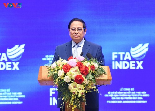 Premierminister Pham Minh Chinh nimmt an Zeremonie zur Veröffentlichung von FTA-Index teil - ảnh 1