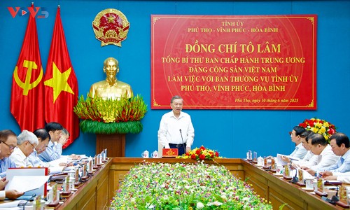 Réforme institutionnelle: Tô Lâm travaille avec les autorités des provinces de Phu Tho, Vinh Phuc et Hoa Binh - ảnh 2