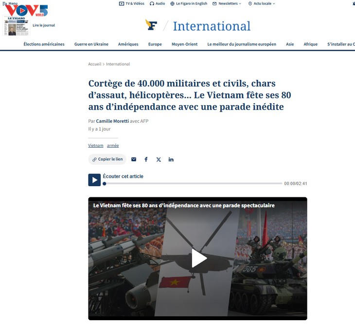 Los medios internacionales destacan el 80.º aniversario de la Independencia de Vietnam - ảnh 2
