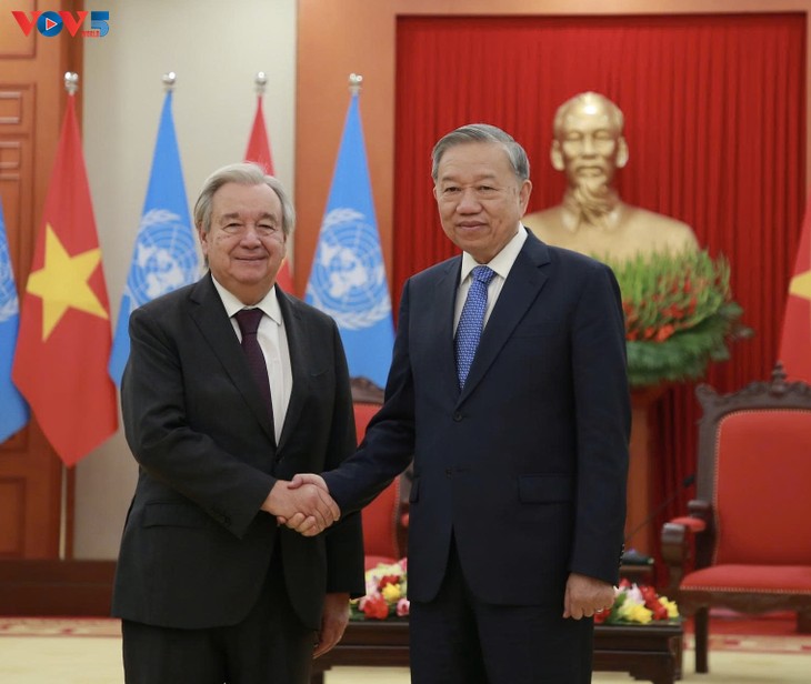 Líder del PCV se reúne con Secretario General de la ONU en Hanói - ảnh 1