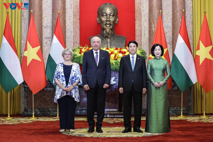 Staatspräsident Luong Cuong gibt für den ungarischen Präsidenten ein Empfangsbankett - ảnh 1