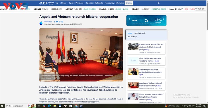 Media Angola Menonjolkan Kunjungan Presiden Luong Cuong - ảnh 1