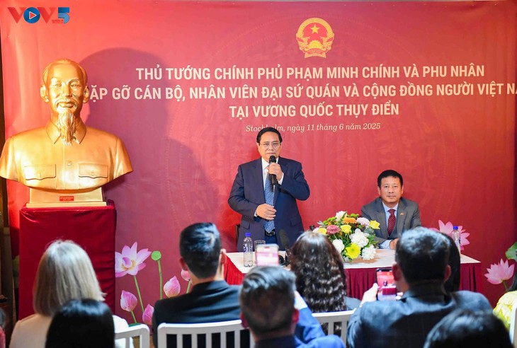 PM meets Vietnamese community in Sweden - ảnh 1