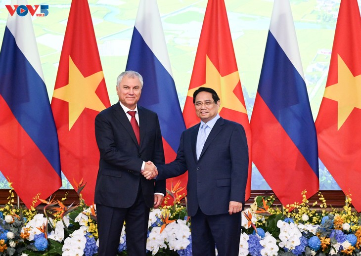 Tổng Bí thư Tô Lâm, Chủ tịch nước Lương Cường, Thủ tướng Phạm Minh Chính tiếp Chủ tịch Đuma Quốc gia Nga  - ảnh 3