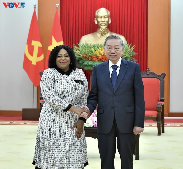 Tổng Bí thư Tô Lâm tiếp Phó Tổng Thư ký thứ nhất Đảng Đại hội Dân tộc Phi Nomvula Mokonyane  - ảnh 1