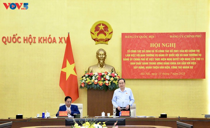 Thủ tướng Phạm Minh Chính, Chủ tịch Quốc hội Trần Thanh Mẫn đồng chủ trì Hội nghị các tổ công tác của Bộ Chính trị - ảnh 1