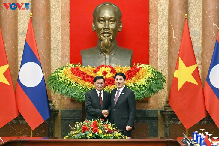Staatspräsident Luong Cuong: Vietnam-Laos-Beziehungen entwickeln sich effizient in vielen Bereichen - ảnh 1