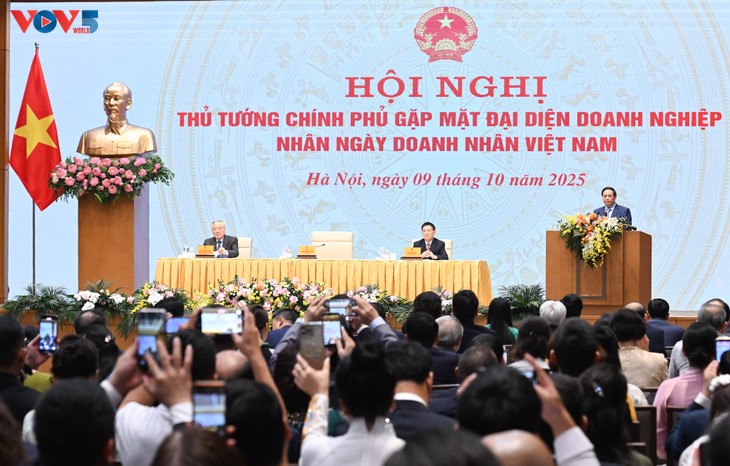 Pham Minh Chinh rencontre des entrepreneurs à l’occasion de la Journée des chefs d’entreprise vietnamiens - ảnh 1