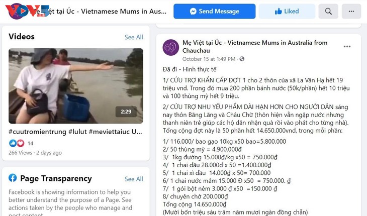 Cộng đồng người Việt tại Australia, Canada ủng hộ người dân miền Trung bị bão lũ - ảnh 1