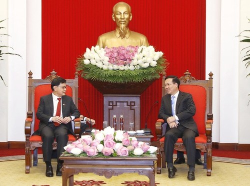 Viceprimer ministro y ministro de Finanzas de Singapur recibido por Vo Van Thuong - ảnh 1