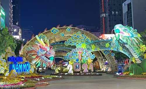 Calle de flores de Nguyen Hue atrae a turistas en Ciudad Ho Chi Minh - ảnh 1