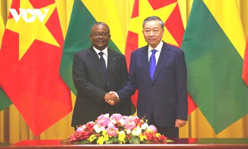 Máximo líder de Vietnam ofrece recepción al presidente de Guinea-Bissau - ảnh 1