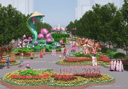 Calle de Flores de Nguyen Hue en Ciudad Ho Chi Minh lista para celebrar el Año de la Serpiente 2025 - ảnh 1