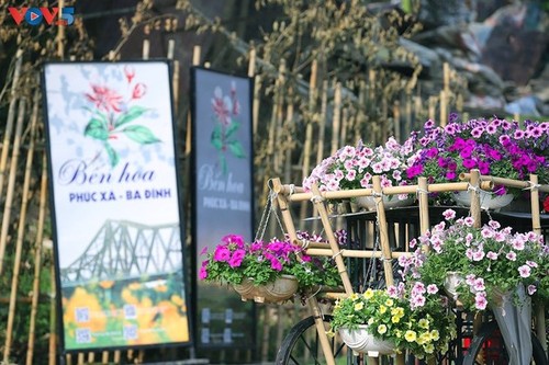 Miles de flores florecen bajo el emblemático puente Long Bien - ảnh 1