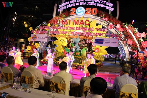 Die Blumen- und Lichtdekoration in den Straßen in Can Tho - ảnh 1