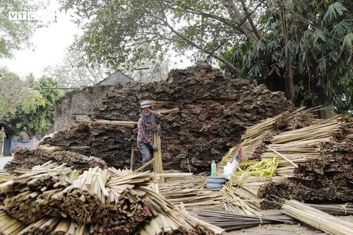 Hanoï à l’approche du Têt: effervescence dans un village où l’on  fabrique des bâtonnets d’encens    - ảnh 4