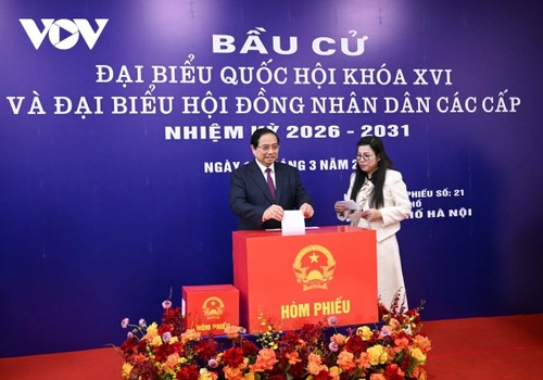 范明政参加第十六届国会代表及本任期各级人民议会代表选举投票 - ảnh 1