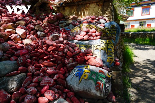Mani stone mounds feature typical cultural characteristics of Tibetans - ảnh 4