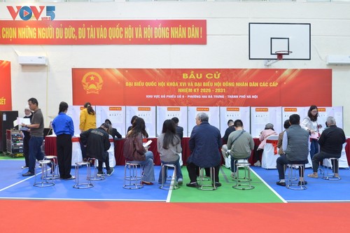 Người dân Hà Nội phấn khởi thực hiện quyền công dân trong ngày bầu cử - ảnh 4