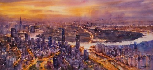 ドアン・クオックさん 水彩画でホーチミン市を描く - ảnh 3