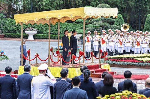 组图：国家主席梁强举行仪式欢迎法国总统对越南进行国事访问 - ảnh 2