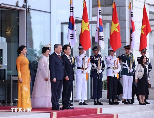 组图：韩国总统李在明为苏林总书记举行隆重欢迎仪式 - ảnh 3