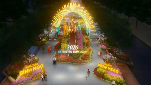 Neujahrsfest Tet: Nguyen-Hue-Blumenstraße bietet Tages- und Nachtkonzept - ảnh 1