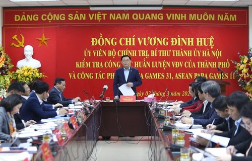 Hanoi leader inspects works for SEA Games 31, ASEAN Para Games 11 - ảnh 1